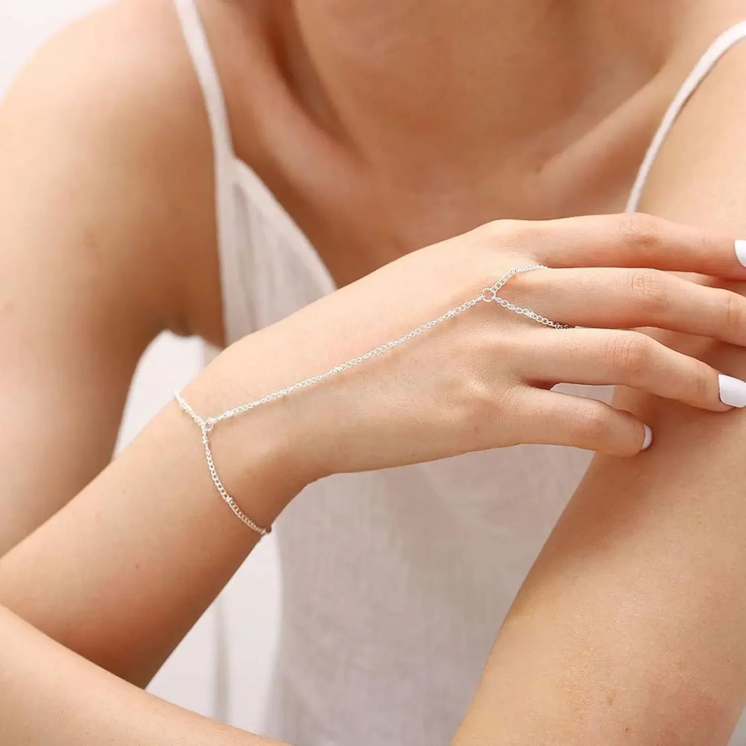 Dainty Hand Chain Bracelet Ring