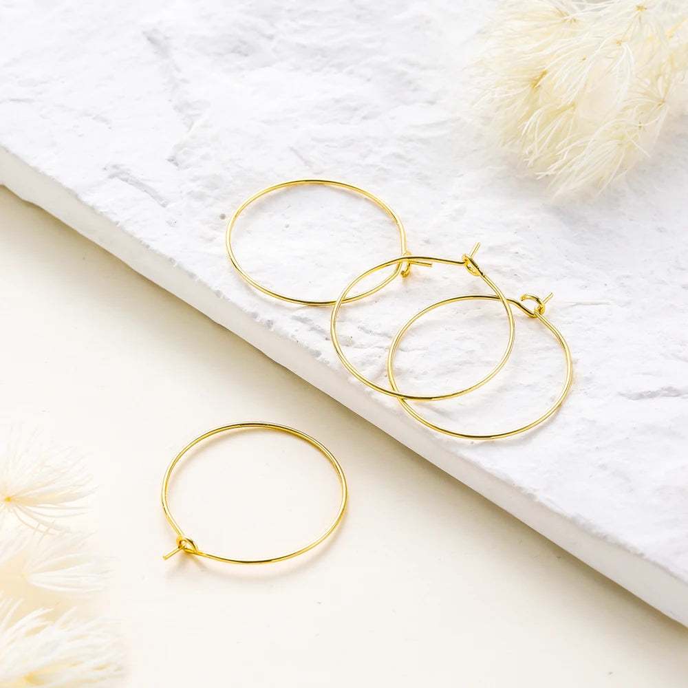 Gold Hoop Earring Wires (10pcs Set)