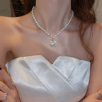 Elegant Pearl Heart Necklace for Women