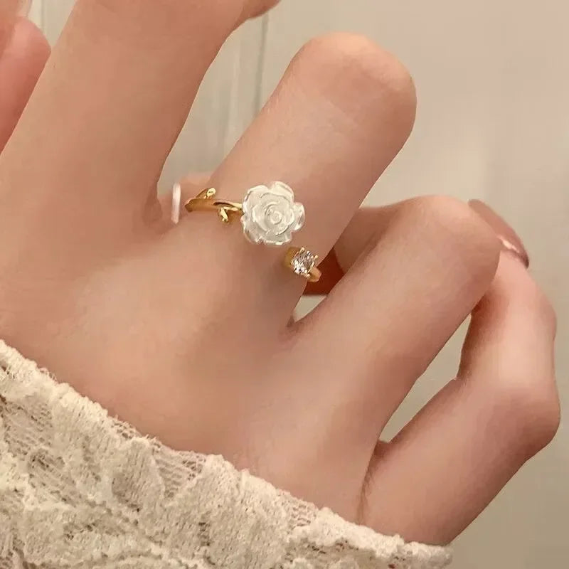 Luxury Gold-Plated Rose Ring for Women