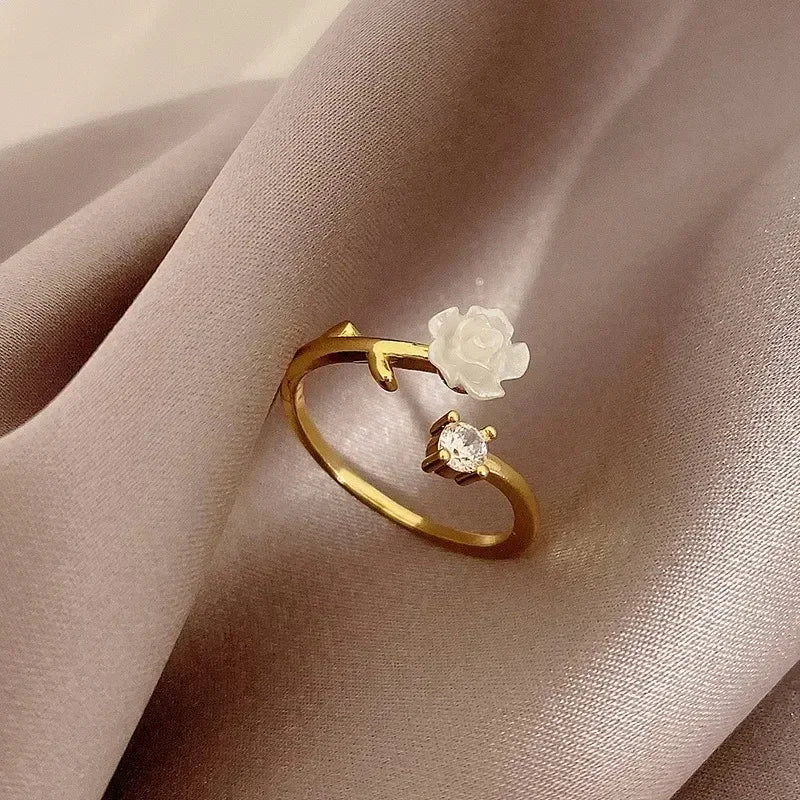 Luxury Gold-Plated Rose Ring for Women
