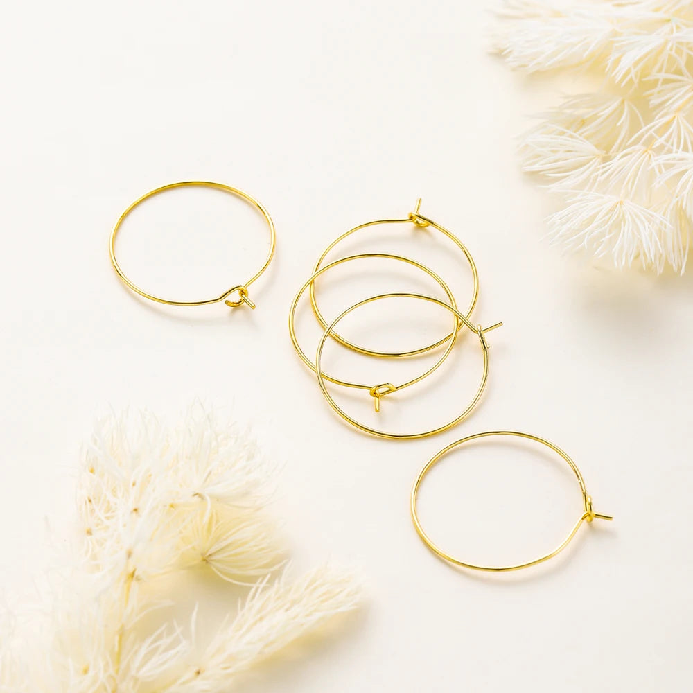 Gold Hoop Earring Wires (10pcs Set)