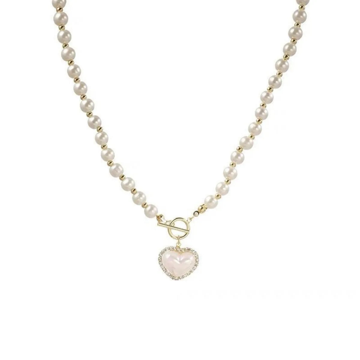 Elegant Pearl Heart Necklace for Women