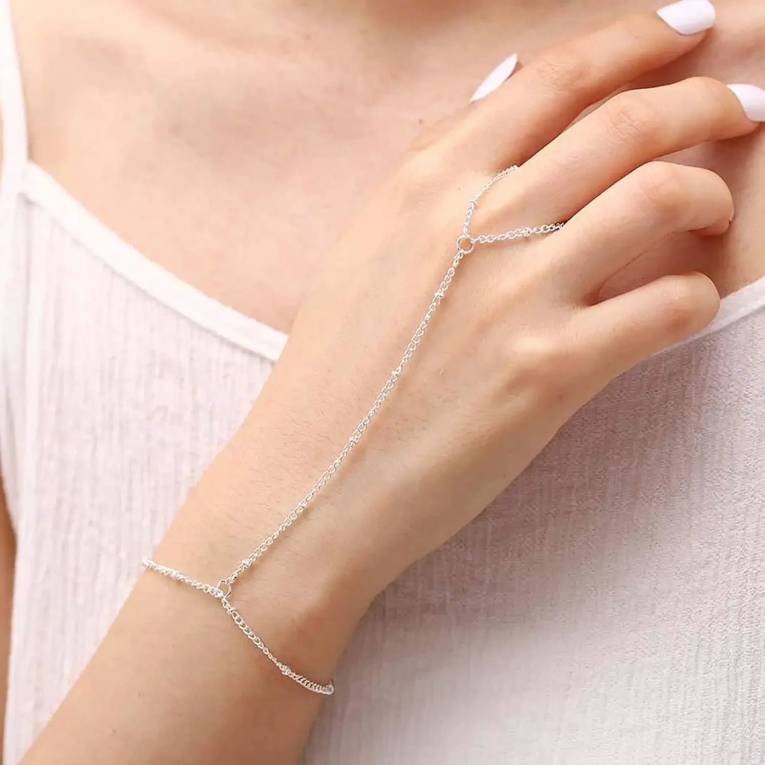 Dainty Hand Chain Bracelet Ring
