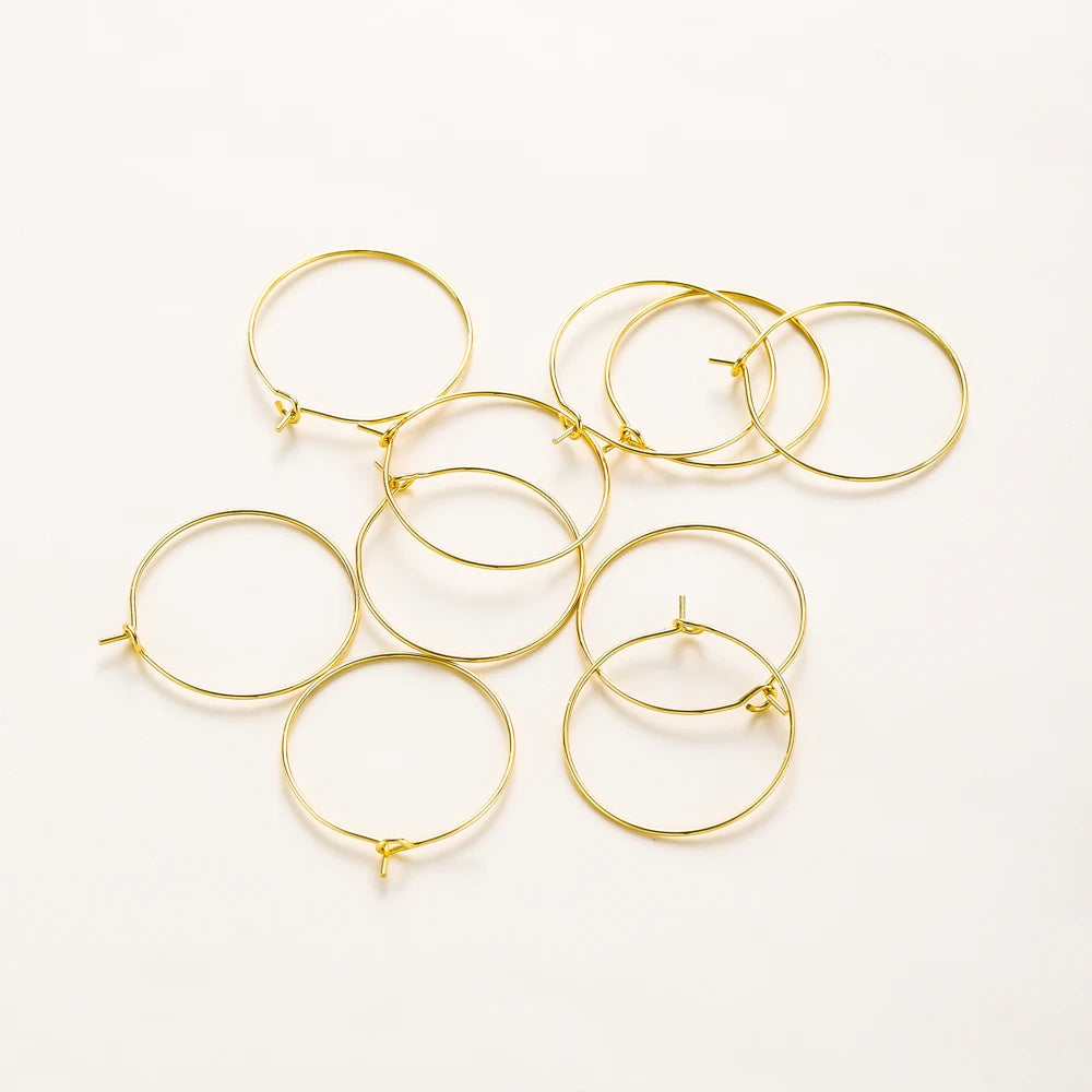 Gold Hoop Earring Wires (10pcs Set)