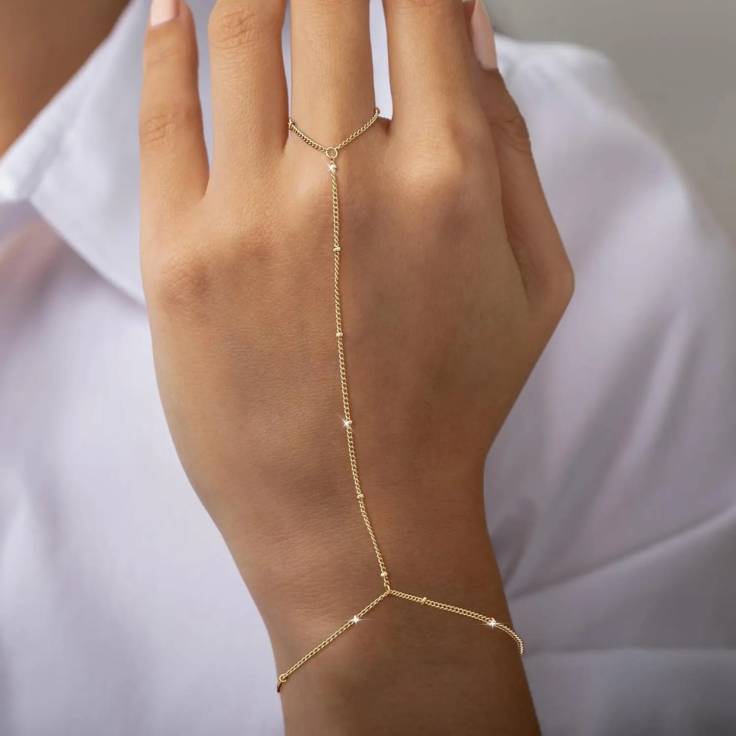 Dainty Hand Chain Bracelet Ring
